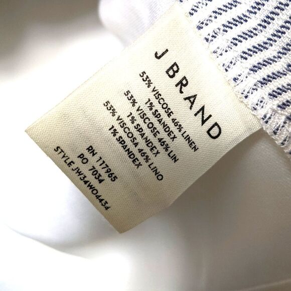 J BRAND Linen Striped Contrast Back Button Top S - Picture 7 of 8